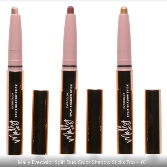Mally Beauty Evercolor* Split Shadow Stick Trio (Blushing, Golden, Cinnamon) NIB - Picture 4 of 16